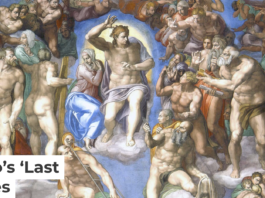 Michelangelo’s 16th-century fresco ‘The Last Judgment.’ Sistine Chapel collection via Wikimedia Commons